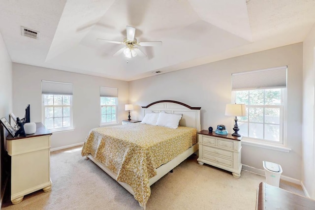 203 Longstreet Xing, North Augusta, SC 29860 - bedroom with light carpet, a raised ceiling, and a ceiling fan