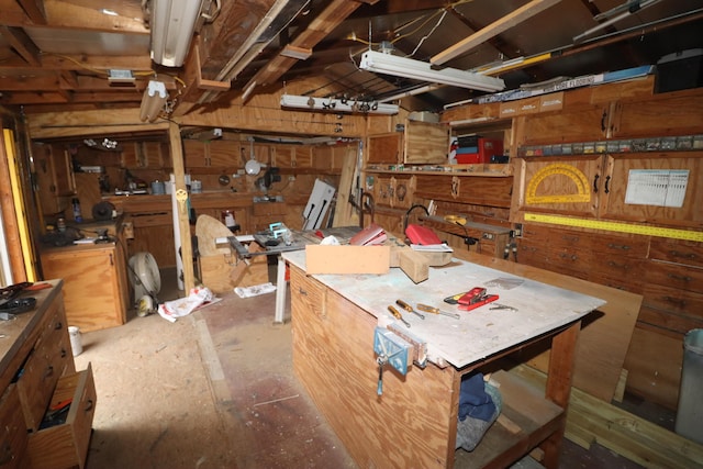 interior space with a workshop area