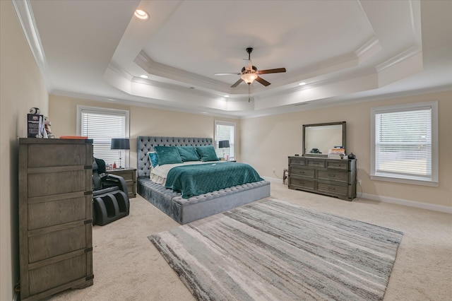 825 Burch Creek Dr, Grovetown, GA 30813 - carpeted bedroom featuring a tray ceiling, ornamental molding, and a ceiling fan