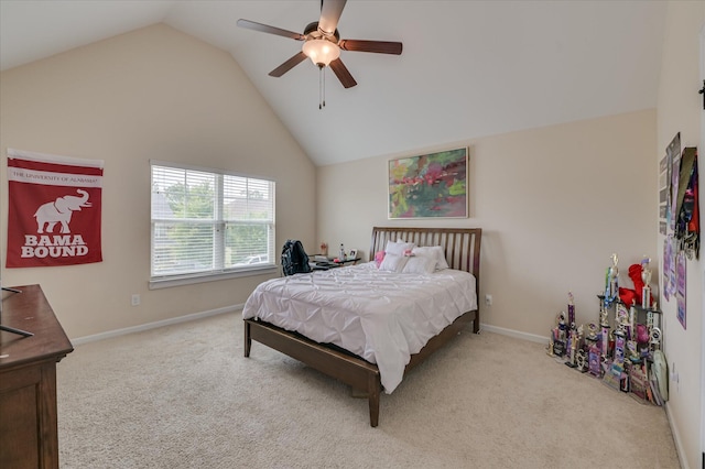 825 Burch Creek Dr, Grovetown, GA 30813 - bedroom featuring vaulted ceiling, light colored carpet, and a ceiling fan