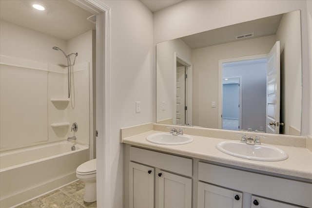 830 Otto Run, North Augusta, SC 29860 - full bathroom with double vanity, toilet, and bathing tub / shower combination