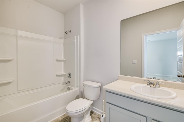 830 Otto Run, North Augusta, SC 29860 - bathroom with vanity, toilet, tub / shower combination, and baseboards
