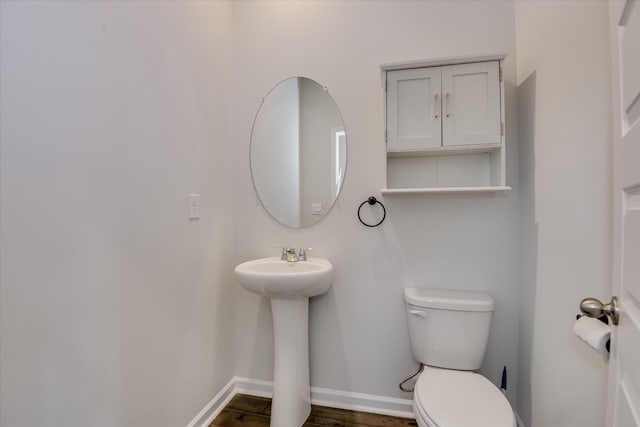 830 Otto Run, North Augusta, SC 29860 - bathroom with toilet, baseboards, a sink, and wood finished floors