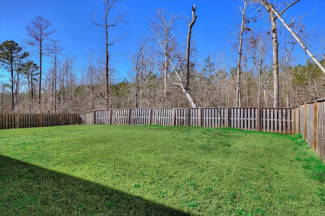 view of yard featuring a fenced backyard