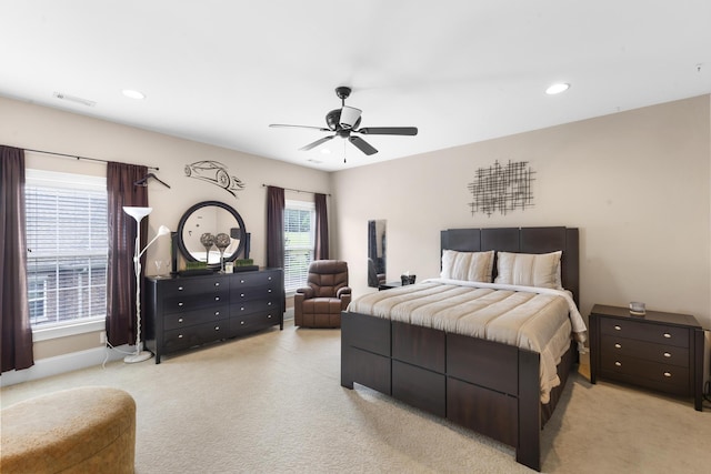 112 Bridge Crest Ct, Aiken, SC 29803 - bedroom with light carpet, recessed lighting, and ceiling fan
