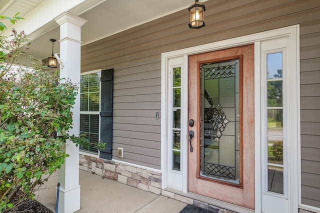 436 Sebastian Dr, Grovetown, GA 30813 - doorway to property featuring a porch and stone siding