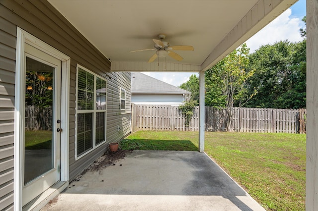 436 Sebastian Dr, Grovetown, GA 30813 - fenced backyard featuring a ceiling fan and a patio area