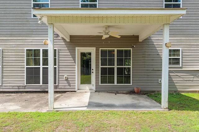 436 Sebastian Dr, Grovetown, GA 30813 - property entrance with a ceiling fan, a patio area, and a yard
