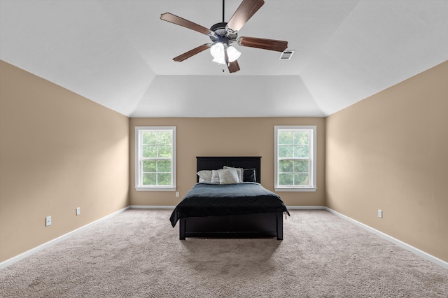 436 Sebastian Dr, Grovetown, GA 30813 - bedroom featuring multiple windows, carpet, ceiling fan, and vaulted ceiling