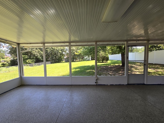 view of unfurnished sunroom