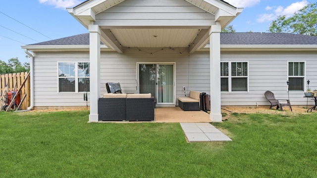 4756 Storey Mill Rd, Hephzibah, GA 30815 - back of house with a patio, a shingled roof, and an outdoor living space