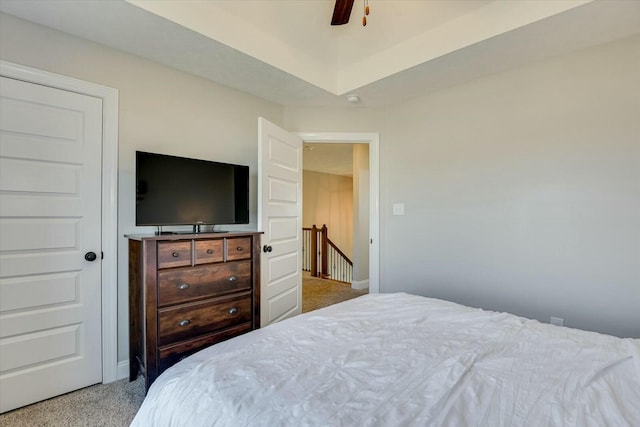 bedroom featuring carpet flooring and a ceiling fan