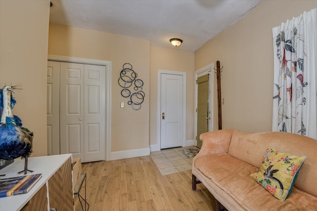 interior space with light hardwood / wood-style floors