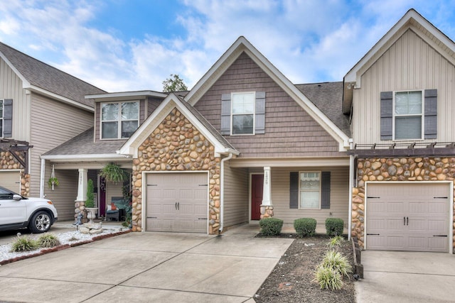 craftsman inspired home with a garage