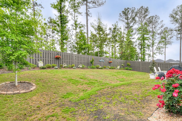 view of yard featuring a fenced backyard