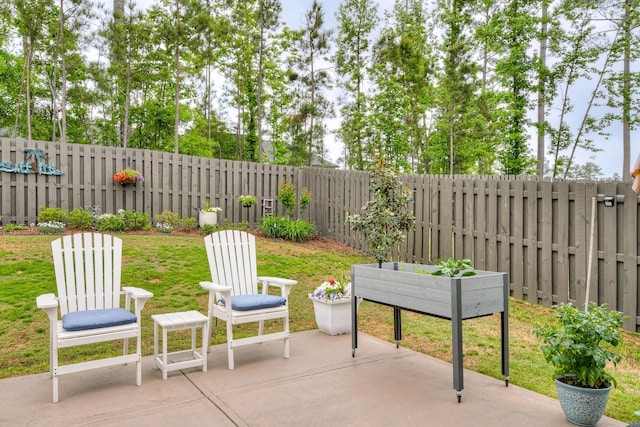 view of patio featuring a fenced backyard