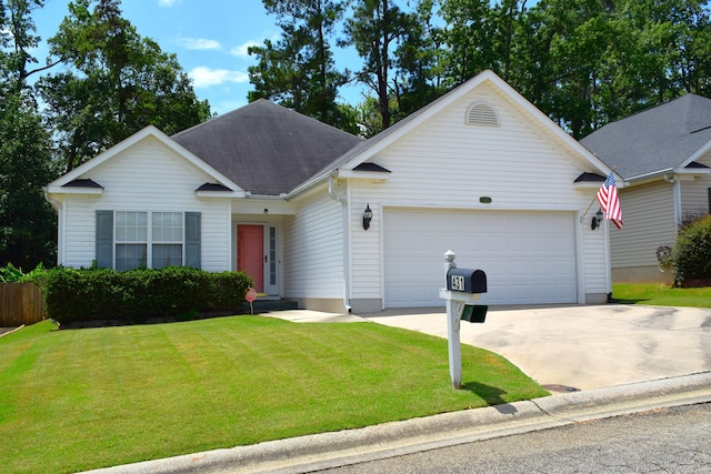 431 Connemara Trl, Evans, GA 30809 - ranch-style home featuring a front yard, an attached garage, a shingled roof, and concrete driveway