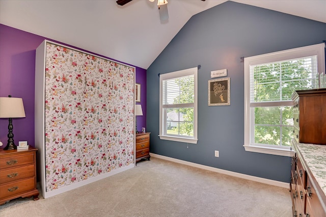 714 Neville St, Grovetown, GA 30813 - unfurnished bedroom featuring vaulted ceiling, light colored carpet, and ceiling fan