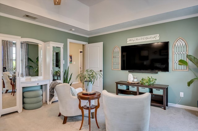 714 Neville St, Grovetown, GA 30813 - living room with carpet floors and ornamental molding