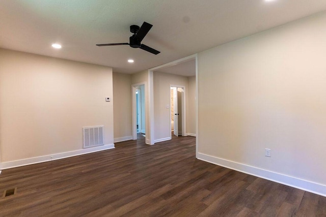 2011 Kennedy Dr, Augusta, GA 30904 - spare room featuring dark wood-style flooring, a ceiling fan, and recessed lighting