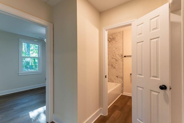 2011 Kennedy Dr, Augusta, GA 30904 - hallway with dark wood-style floors and baseboards