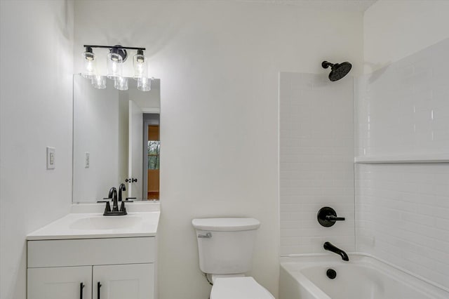 full bathroom featuring vanity,  shower combination, and toilet