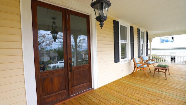 deck featuring a porch