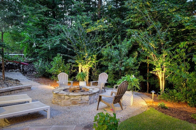 view of patio with an outdoor fire pit