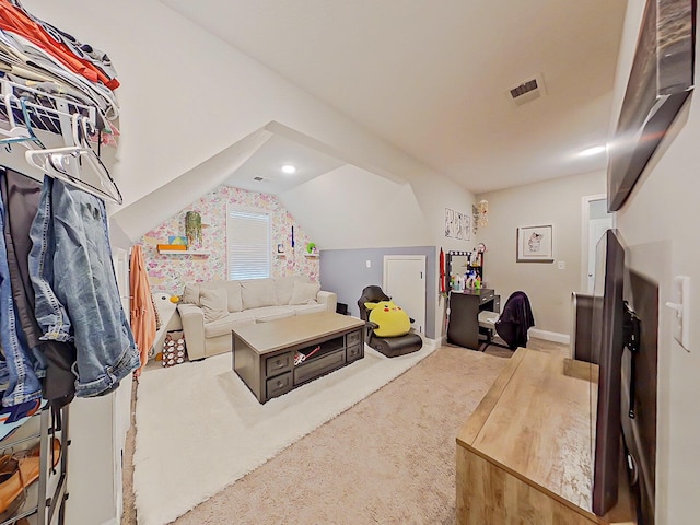 interior space featuring vaulted ceiling