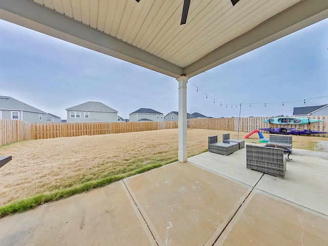 view of patio / terrace featuring a playground