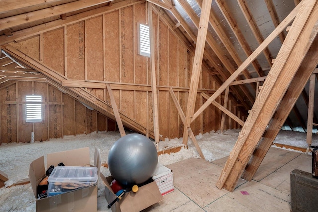 view of unfinished attic