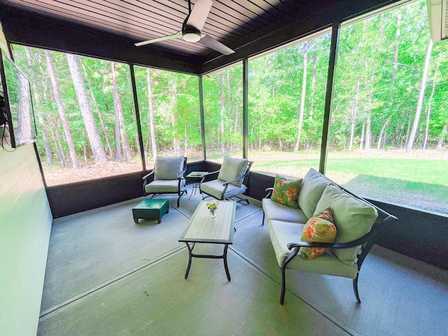 217 Cove Point Ln, Mccormick, SC 29835 - sunroom / solarium featuring an outdoor living space and a ceiling fan