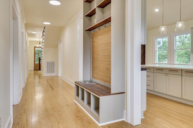 mudroom featuring light hardwood / wood-style floors