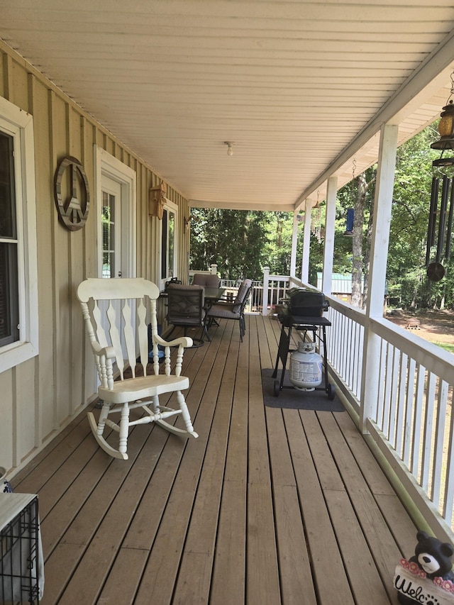 3706 Cooter Creek Rd, Elberton, GA 30635 - wooden porch with a grill