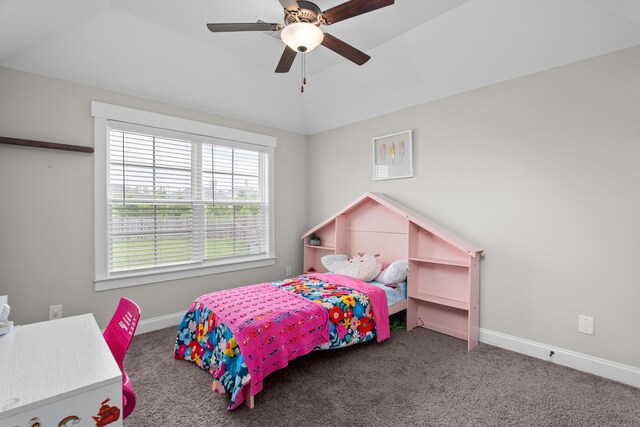 256 Dublin Loop, Grovetown, GA 30813 - bedroom with carpet flooring, baseboards, ceiling fan, and lofted ceiling