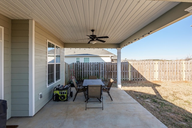 view of patio with ceiling fan