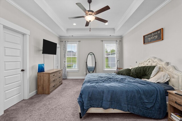 256 Dublin Loop, Grovetown, GA 30813 - bedroom featuring carpet, ornamental molding, a raised ceiling, baseboards, and recessed lighting