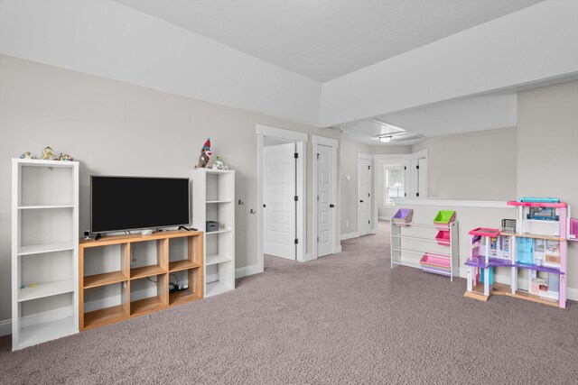 256 Dublin Loop, Grovetown, GA 30813 - playroom featuring carpet floors, baseboards, and attic access