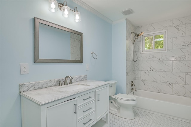 1107 Heard Ave, Augusta, GA 30904 - full bath featuring vanity, bathing tub / shower combination, crown molding, and tile patterned floors