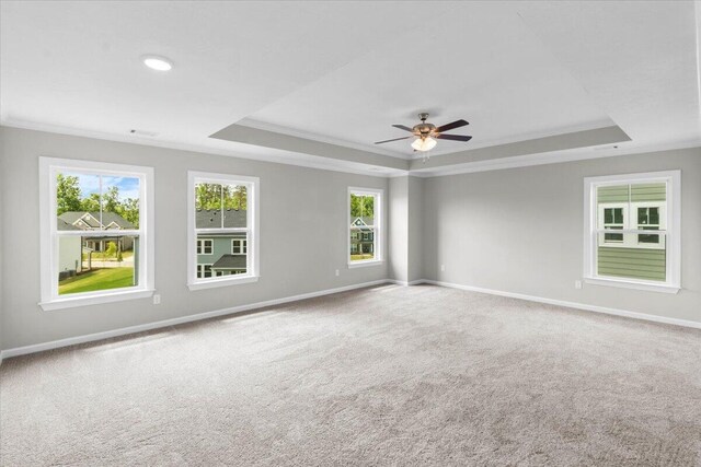 5511 Sweetwater Dr, Grovetown, GA 30813 - carpeted empty room featuring a tray ceiling, ornamental molding, and a ceiling fan