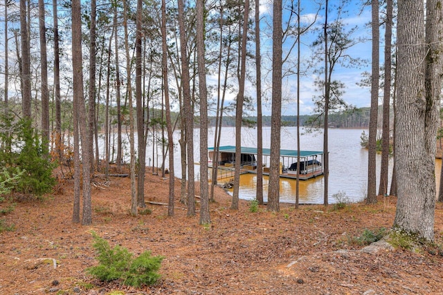 view of dock featuring a water view