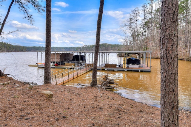 dock area featuring a water view