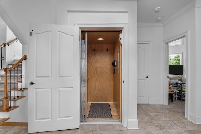 197 River Bend Dr, Clarks Hill, SC 29821 - corridor featuring ornamental molding, stairs, and baseboards