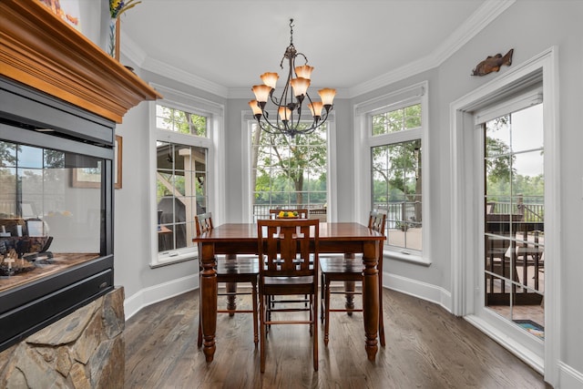 197 River Bend Dr, Clarks Hill, SC 29821 - dining room with a chandelier, plenty of natural light, baseboards, and crown molding