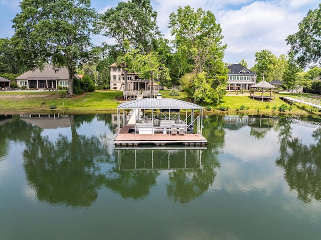 197 River Bend Dr, Clarks Hill, SC 29821 - dock with a water view, a yard, and boat lift