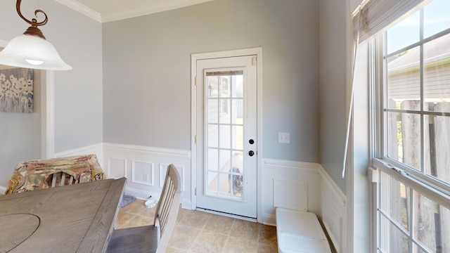 2054 Dundee Way, Grovetown, GA 30813 - tiled dining room featuring plenty of natural light, a decorative wall, ornamental molding, and wainscoting