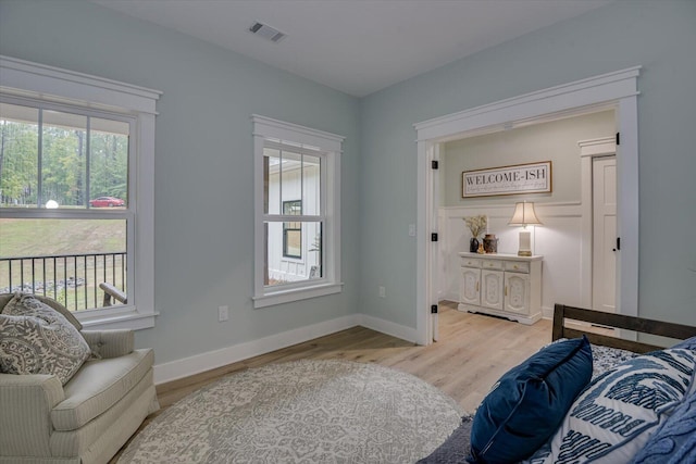 living area featuring light hardwood / wood-style floors