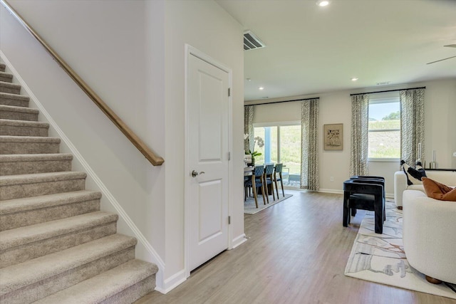 living room with light wood-type flooring