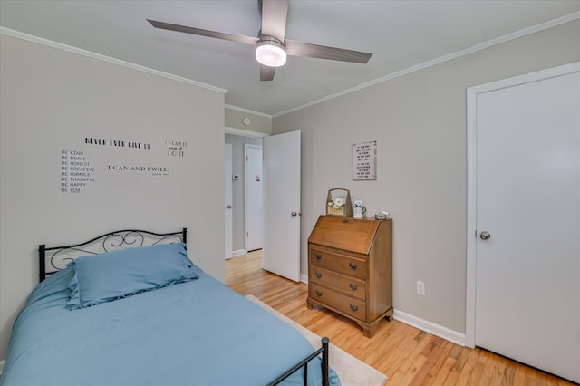 119 Eddie Dr, Mccormick, SC 29835 - bedroom featuring light wood-style floors, ornamental molding, and ceiling fan