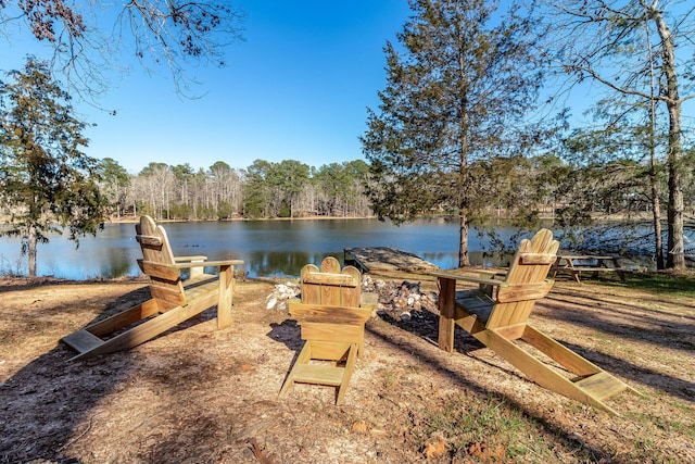 dock area featuring a water view